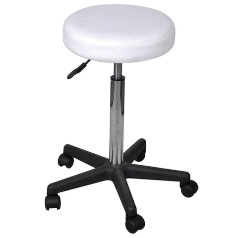 Office Stools 2 pcs White faux Leather