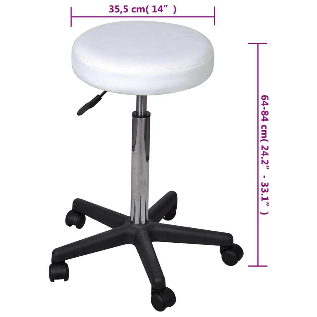 Office Stools 2 pcs White faux Leather