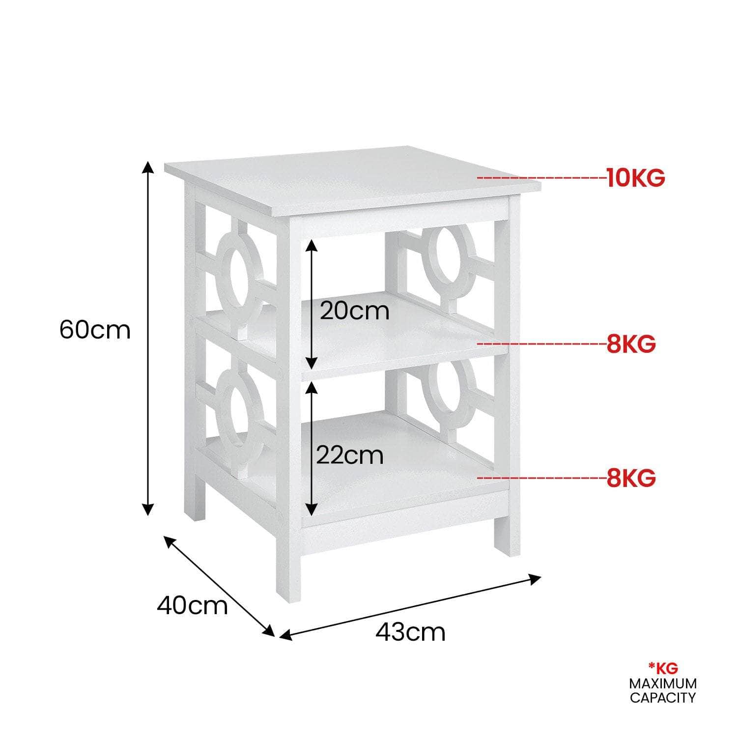 Oliver 2-Tier Bedside Table - White