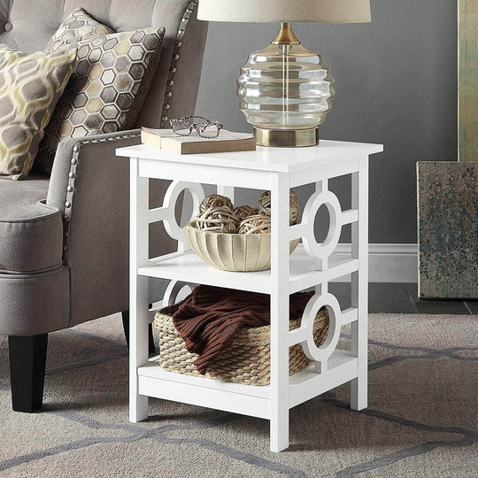 Oliver 2-Tier Bedside Table - White with indoor furniture