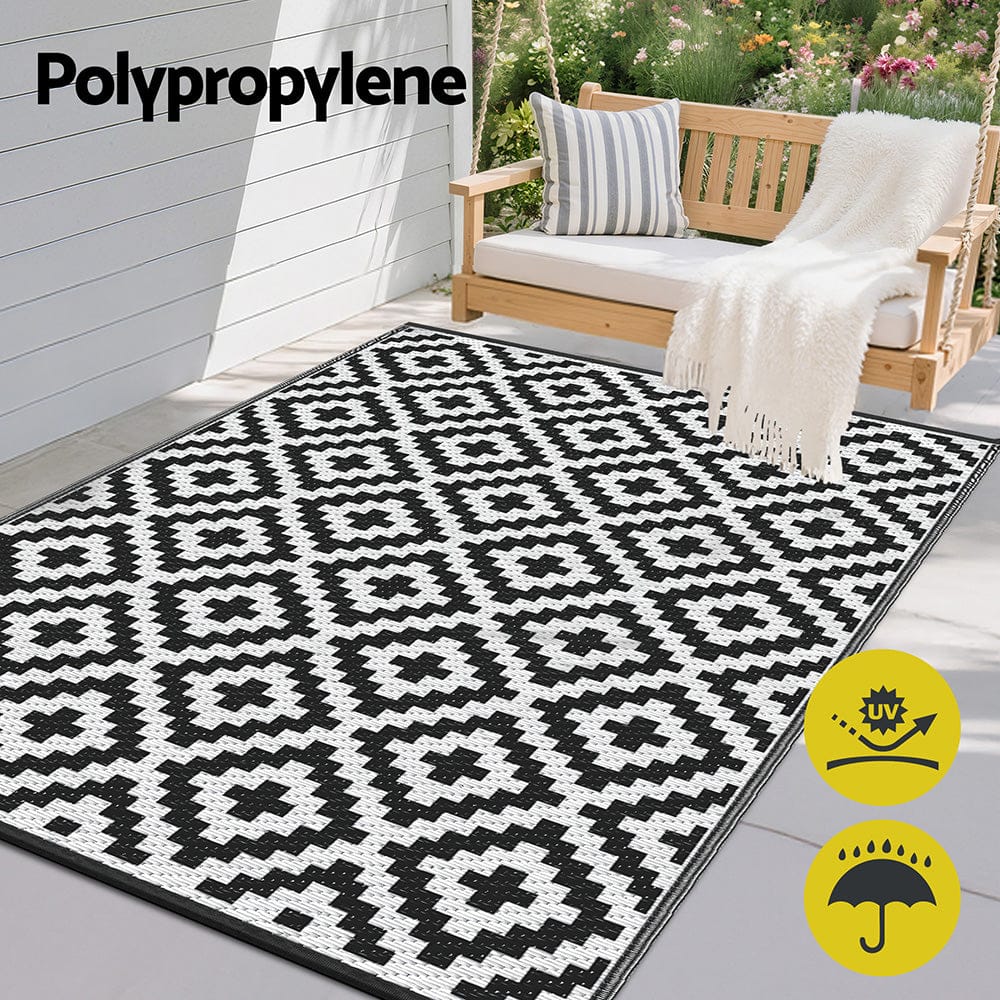 Outdoor Rugs - Outdoor Rugs 120x180cm Large Carpet Reversible Area Mat PP Dual-Sided Patio Rug Cross