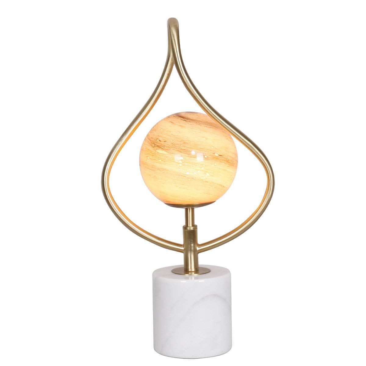 Orange Glass Table Lamp with White Marble Base
