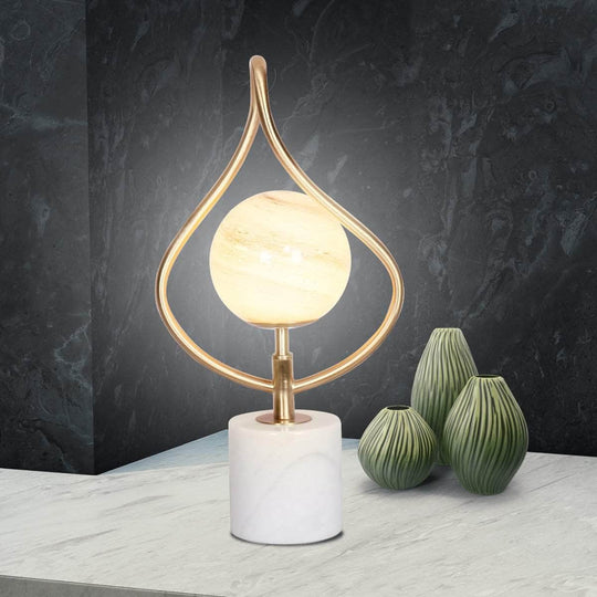 Orange colour - Orange Glass Table Lamp with White Marble Base