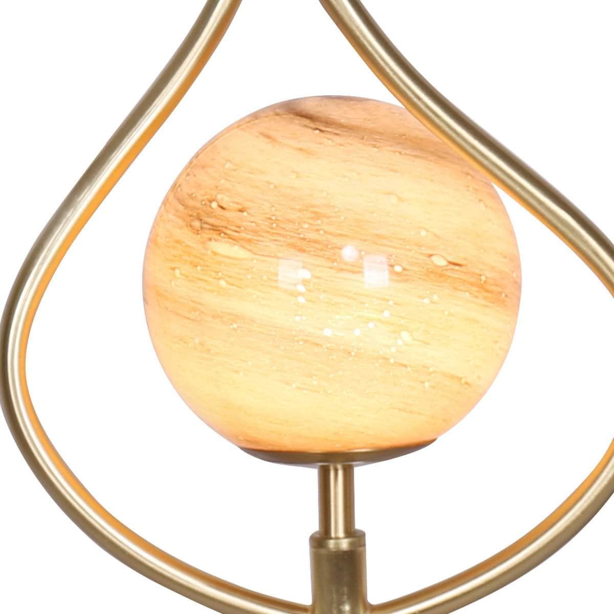 Orange Glass Table Lamp with White Marble Base
