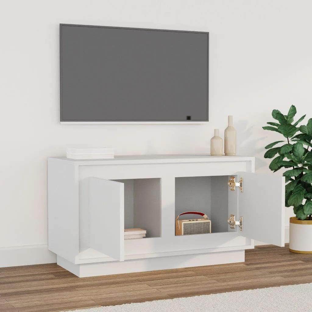 Organize and Beautify: White Engineered Wood TV Cabinet