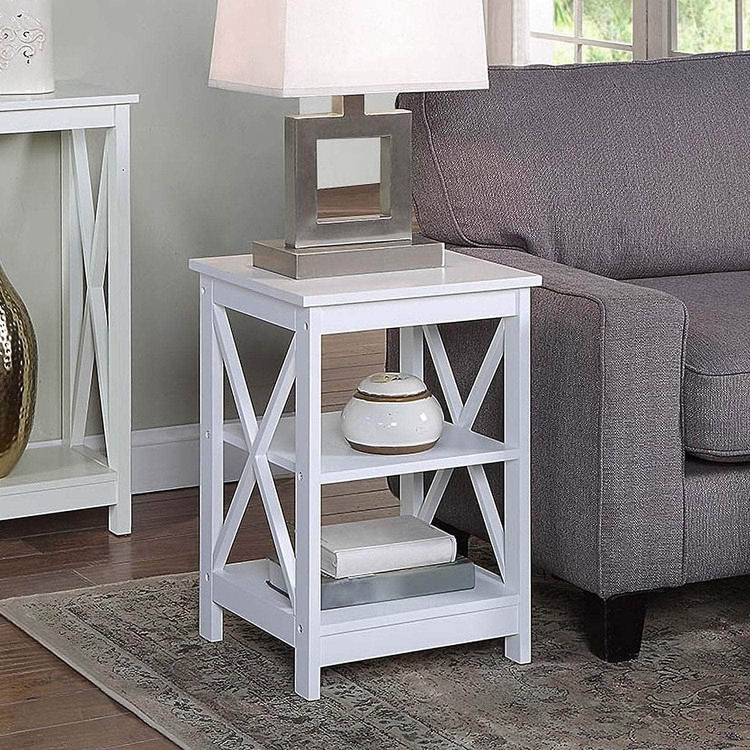 indoor furniture - Orson 2-Tier Bedside Table - White - photo 11