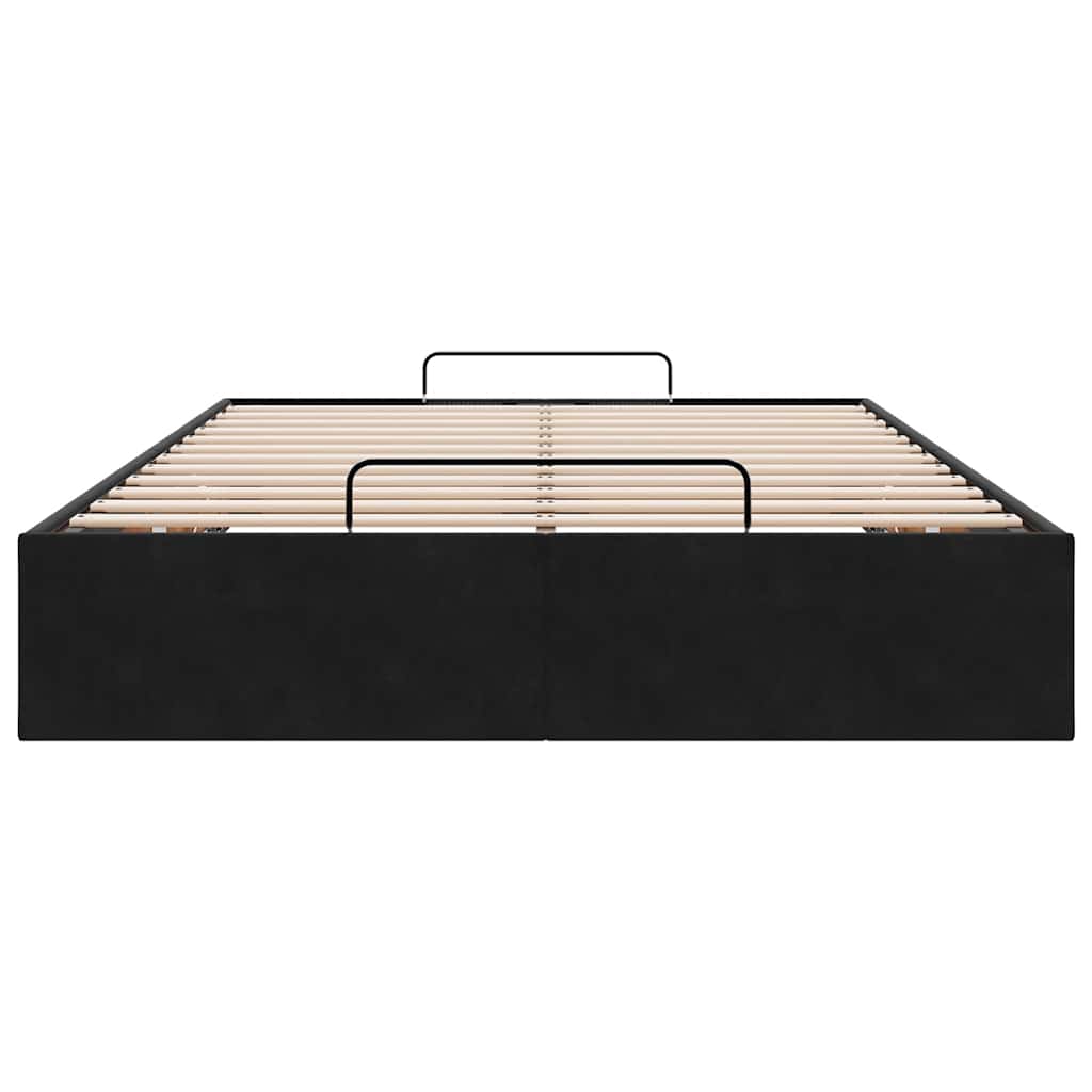 Ottoman Bed Frame No Mattress Black King Single Velvet
