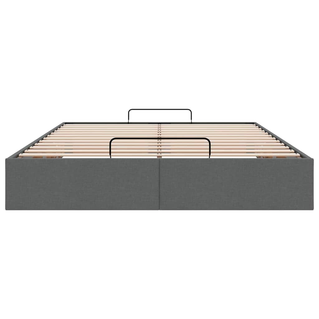 Ottoman Bed Frame without Mattress Dark Grey Double Fabric