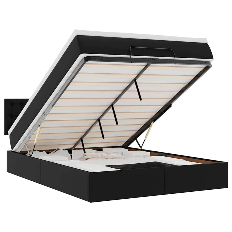 111QV - Ottoman Bed with Mattress Black - Double
