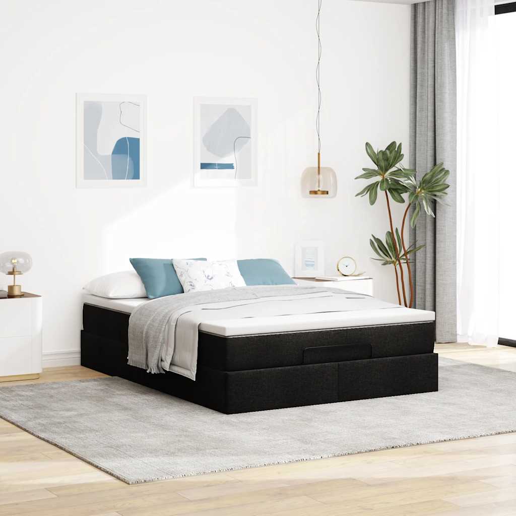 Ottoman Bed with Mattress - Black Double | Double