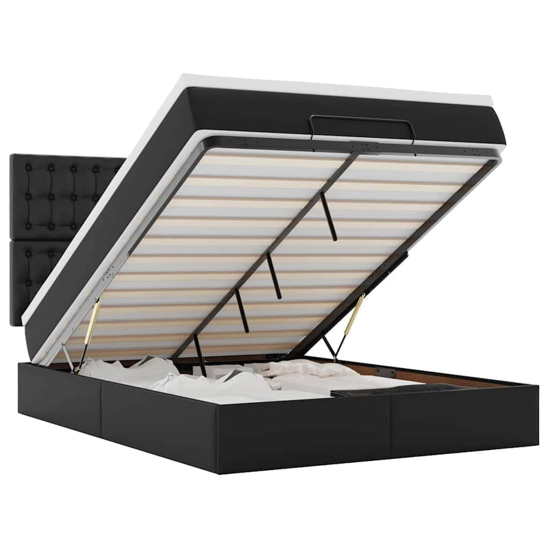 Double - Ottoman Bed with Mattress Black Double