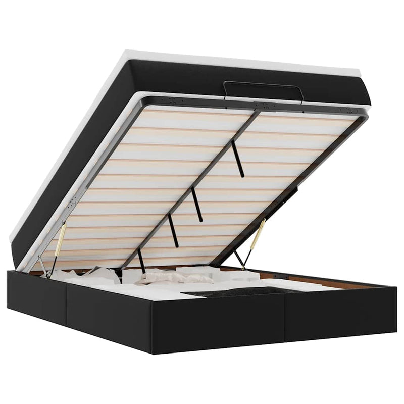 Queen - Ottoman Bed with Mattress Black Queen