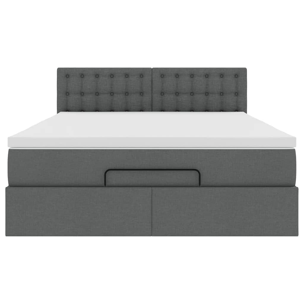 Ottoman Bed with Mattress Dark Grey Double - Fabric