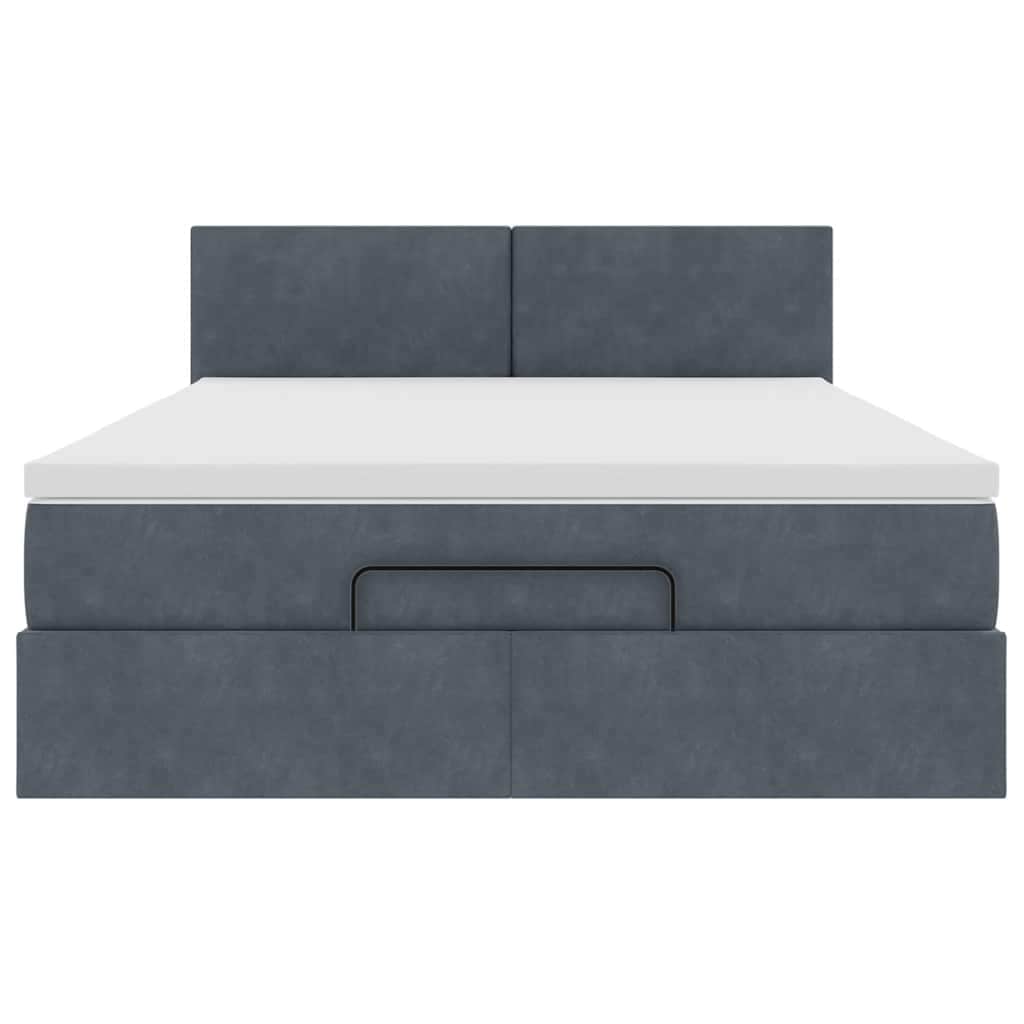 Ottoman Bed with Mattress Dark Grey Double - Velvet