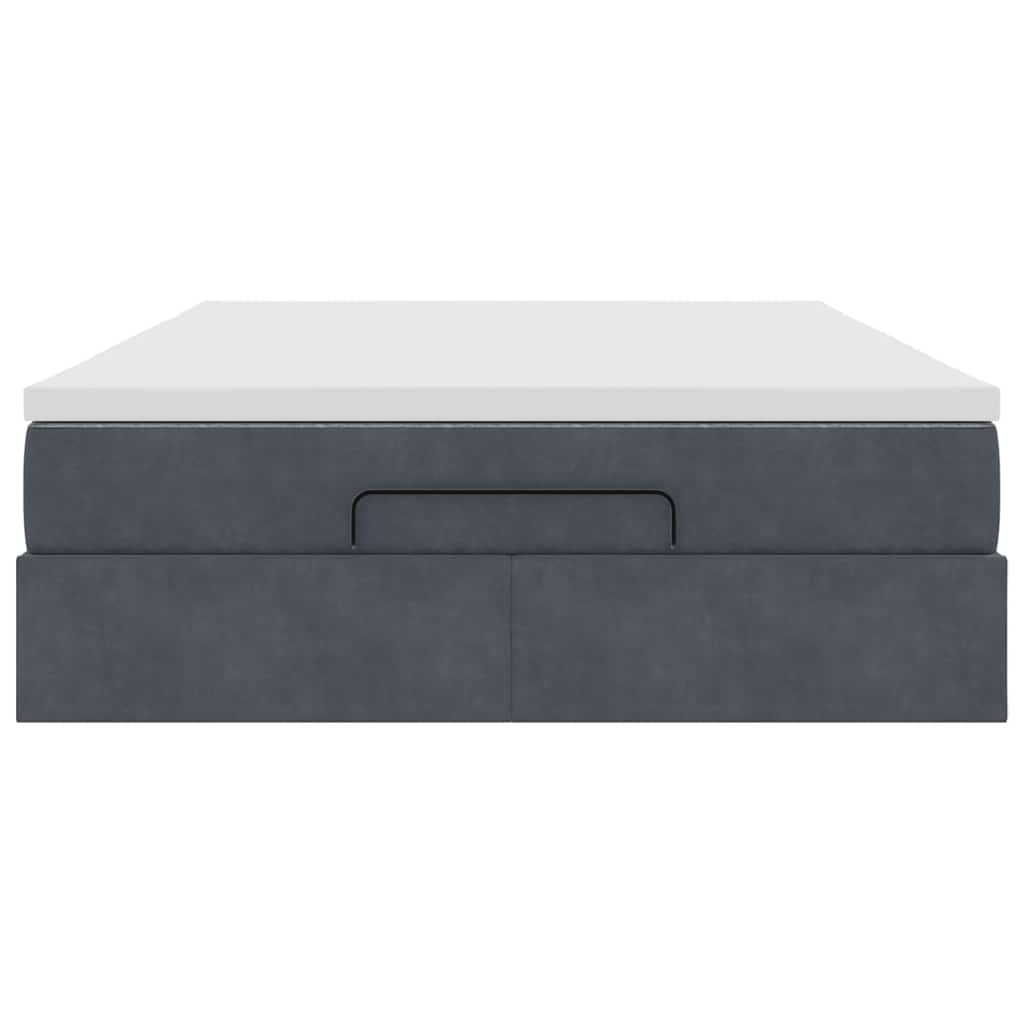 Ottoman Bed with Mattress Dark Grey Double Velvet