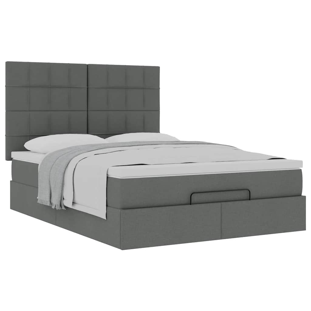 Ottoman Bed with Mattress Dark Grey - Queen Fabric