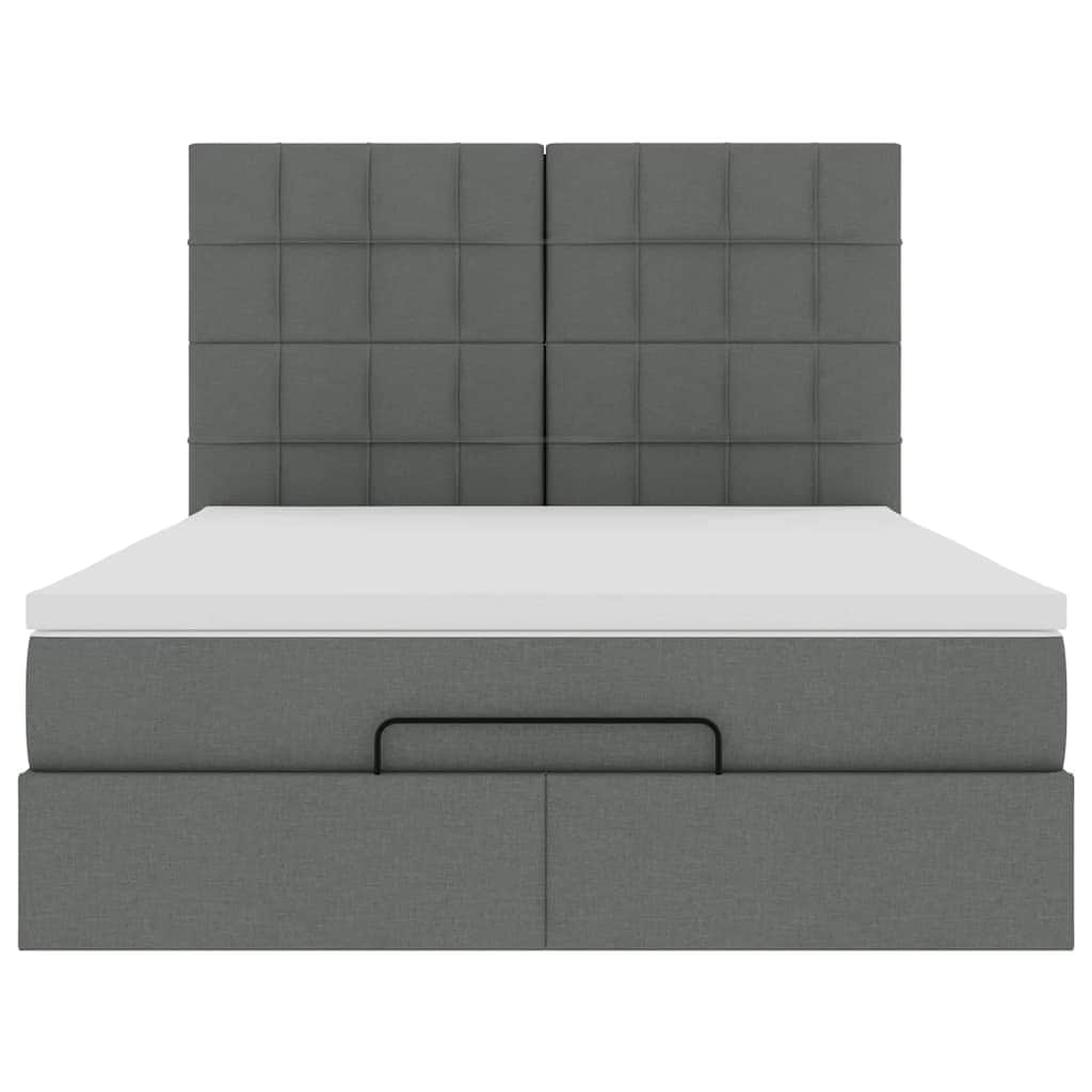 Ottoman Bed with Mattress Dark Grey - Queen Fabric