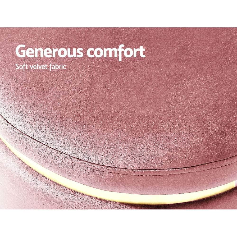 Ottoman Foot Stool Round Velvet Pink