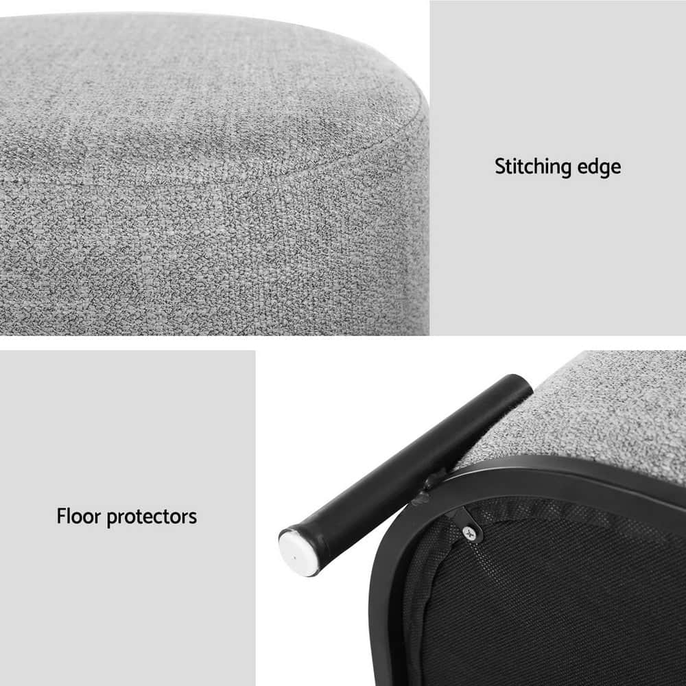 Ottoman Foot Stool Square Linen Grey, Grey colour