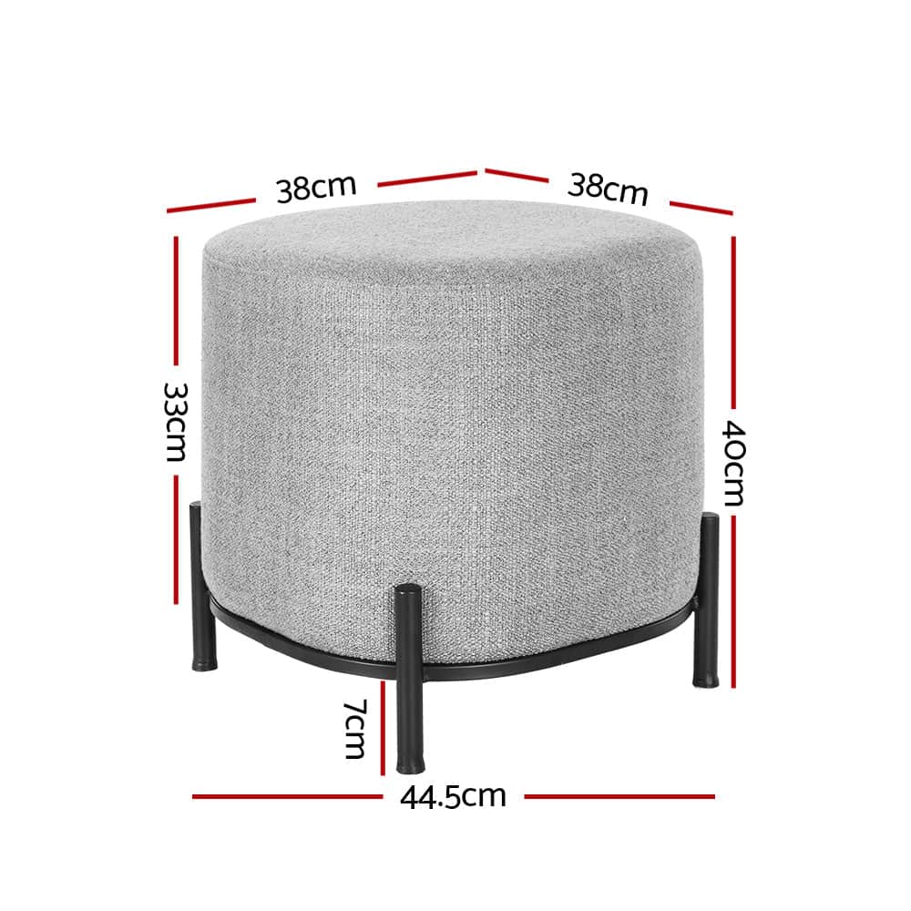 Ottoman Foot Stool Square Linen Grey | Ottomans & Footstools