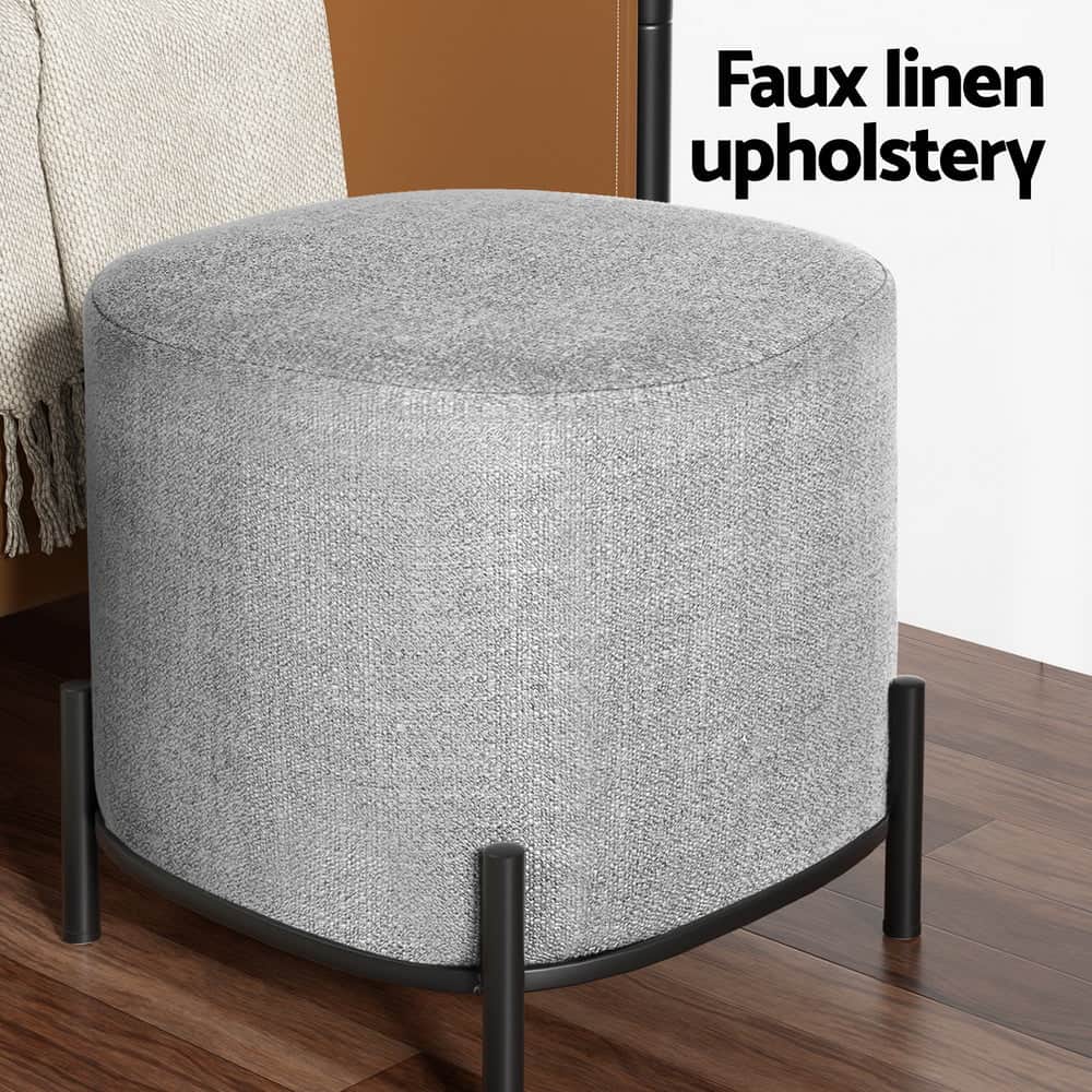 Ottoman Foot Stool Square Linen Grey, Ottomans & Footstools