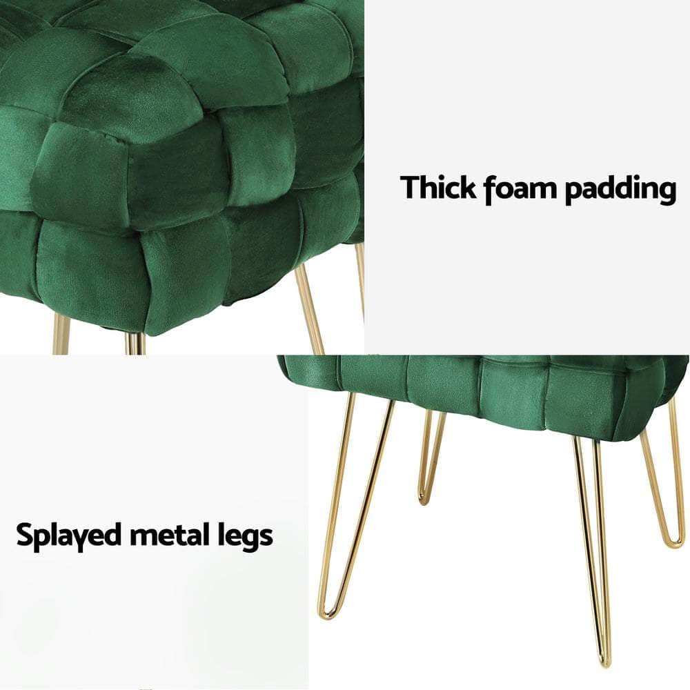 Elegant Green Woven Velvet Artiss Ottoman Foot Stool with Green colour