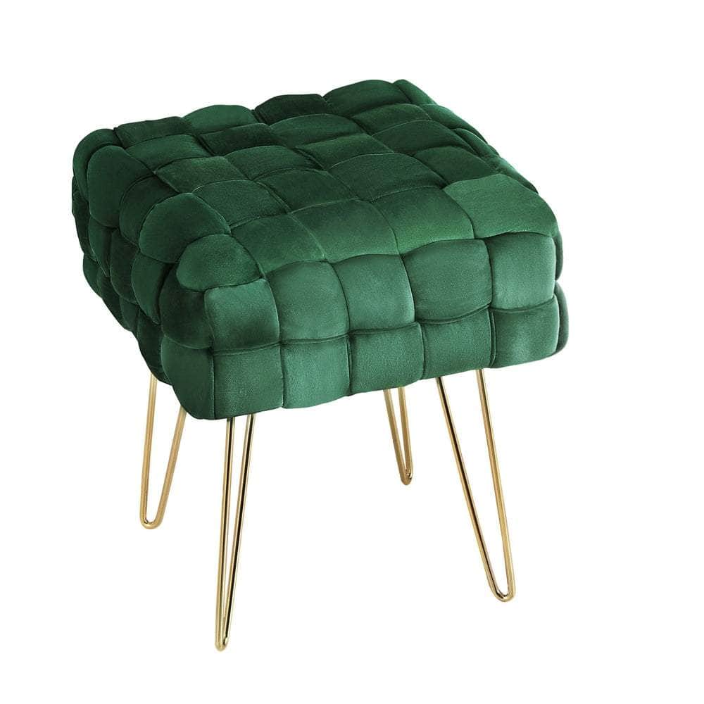 Elegant Green Woven Velvet Artiss Ottoman Foot Stool, Velvet finish
