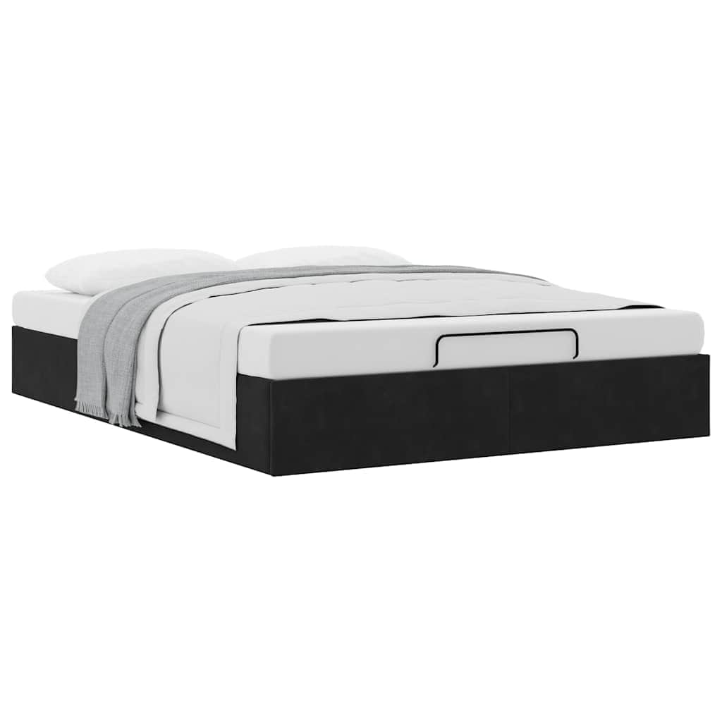62QV - Ottoman Storage Bed Frame No Mattress Black Double Velvet
