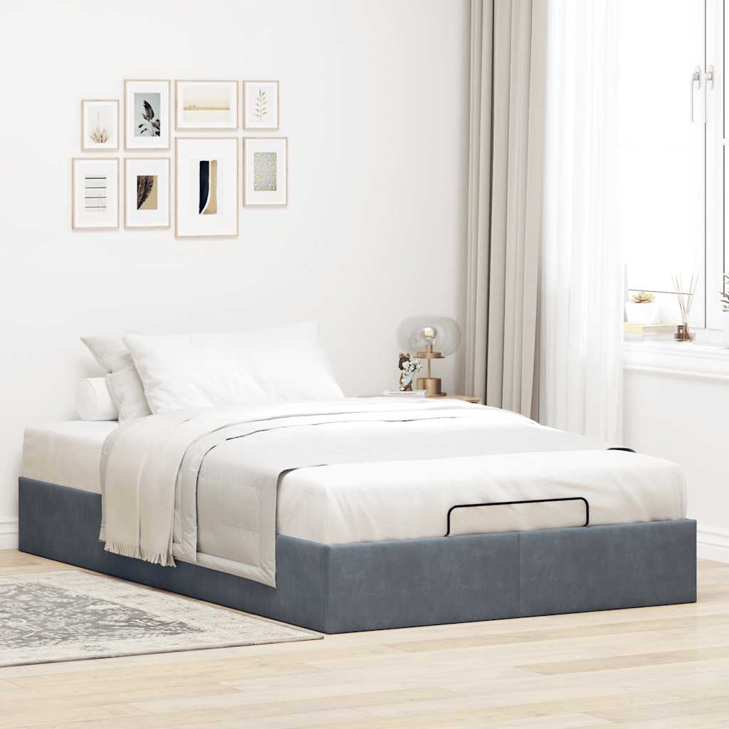 Ottoman Storage Bed Frame No Mattress Dark Grey King Single Velvet | Grey colour