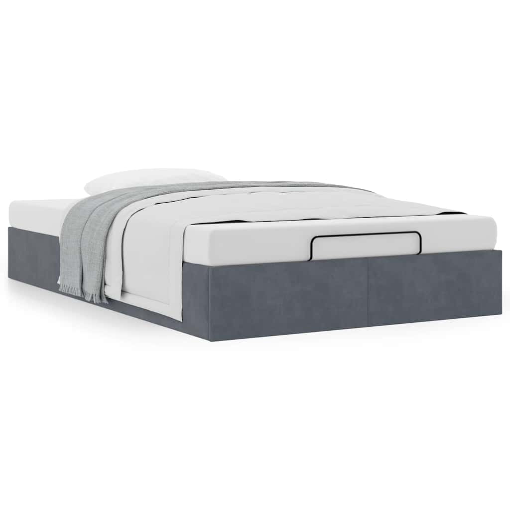 Ottoman Storage Bed Frame No Mattress Dark Grey King Single Velvet, Velvet finish