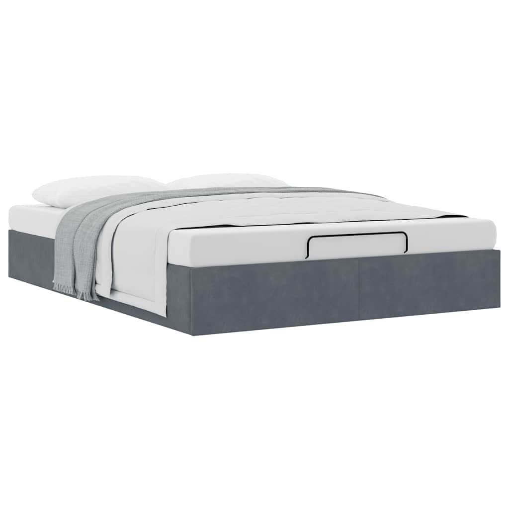 62QV - Ottoman Storage Bed Frame No Mattress Dark Grey Queen Velvet