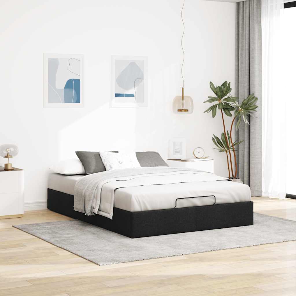 Ottoman Storage Bed Frame without Mattress Black Double Fabric | Double