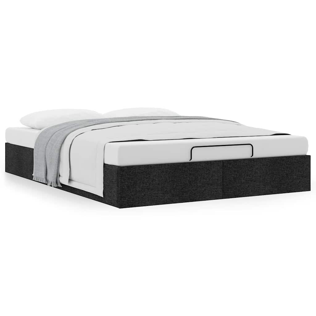 Ottoman Storage Bed Frame without Mattress Black Double Fabric, Black colour