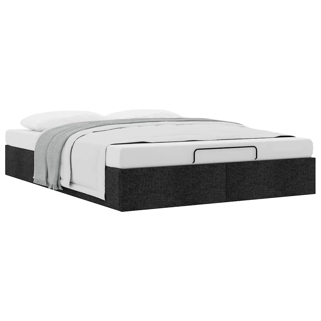 Ottoman Storage Bed Frame without Mattress Black Double Fabric with Fabric finish