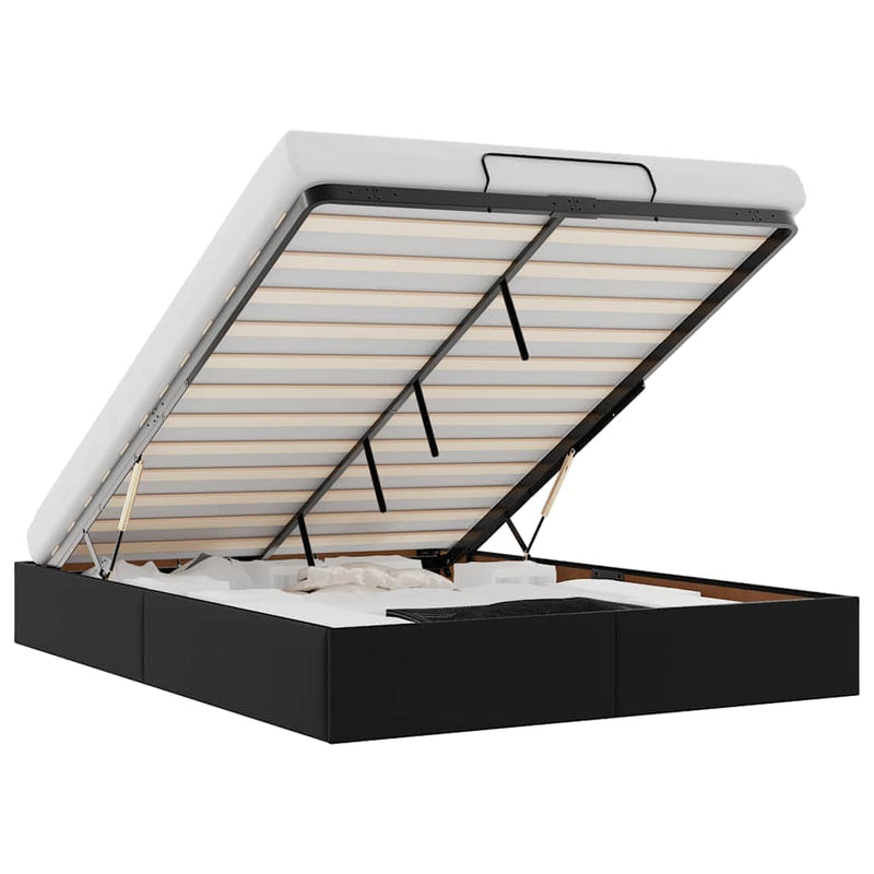 62QV - Ottoman Storage Bed Frame without Mattress Black Queen