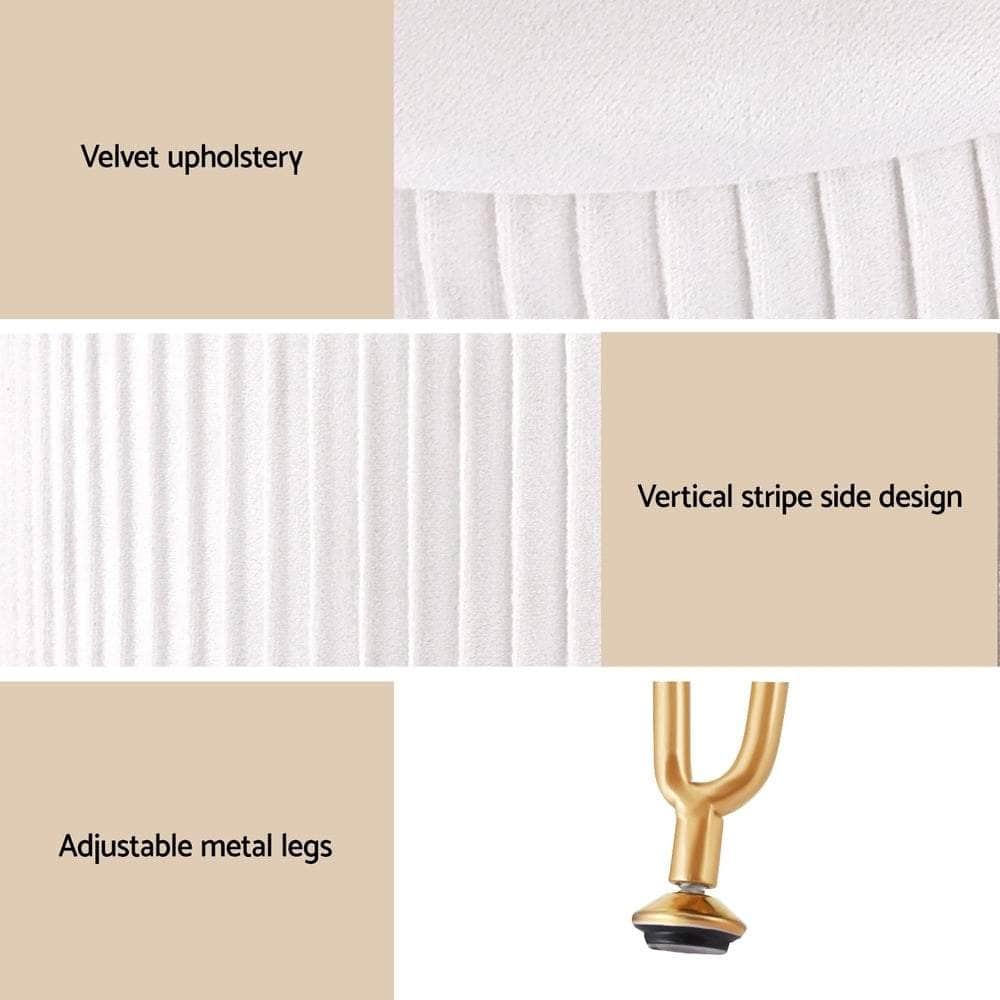 Ottoman Storage Foot Stool Vanity Velvet Round White with Velvet finish