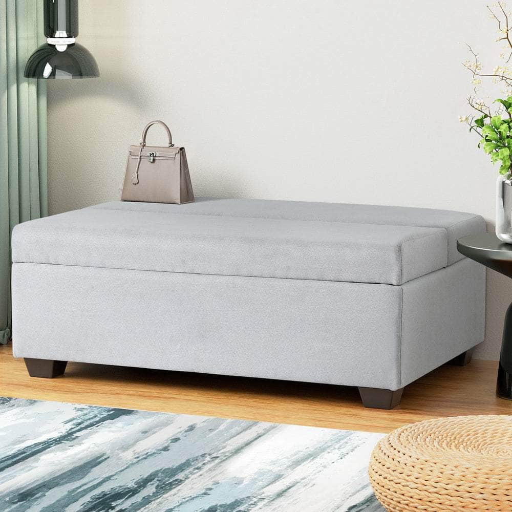 Ottoman Storage Sofa Bed 112cm Foldable Grey