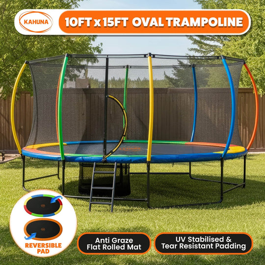 Outdoor 10ft x 15ft Oval Trampoline Reversible Rainbow Safety Pad - photo 3
