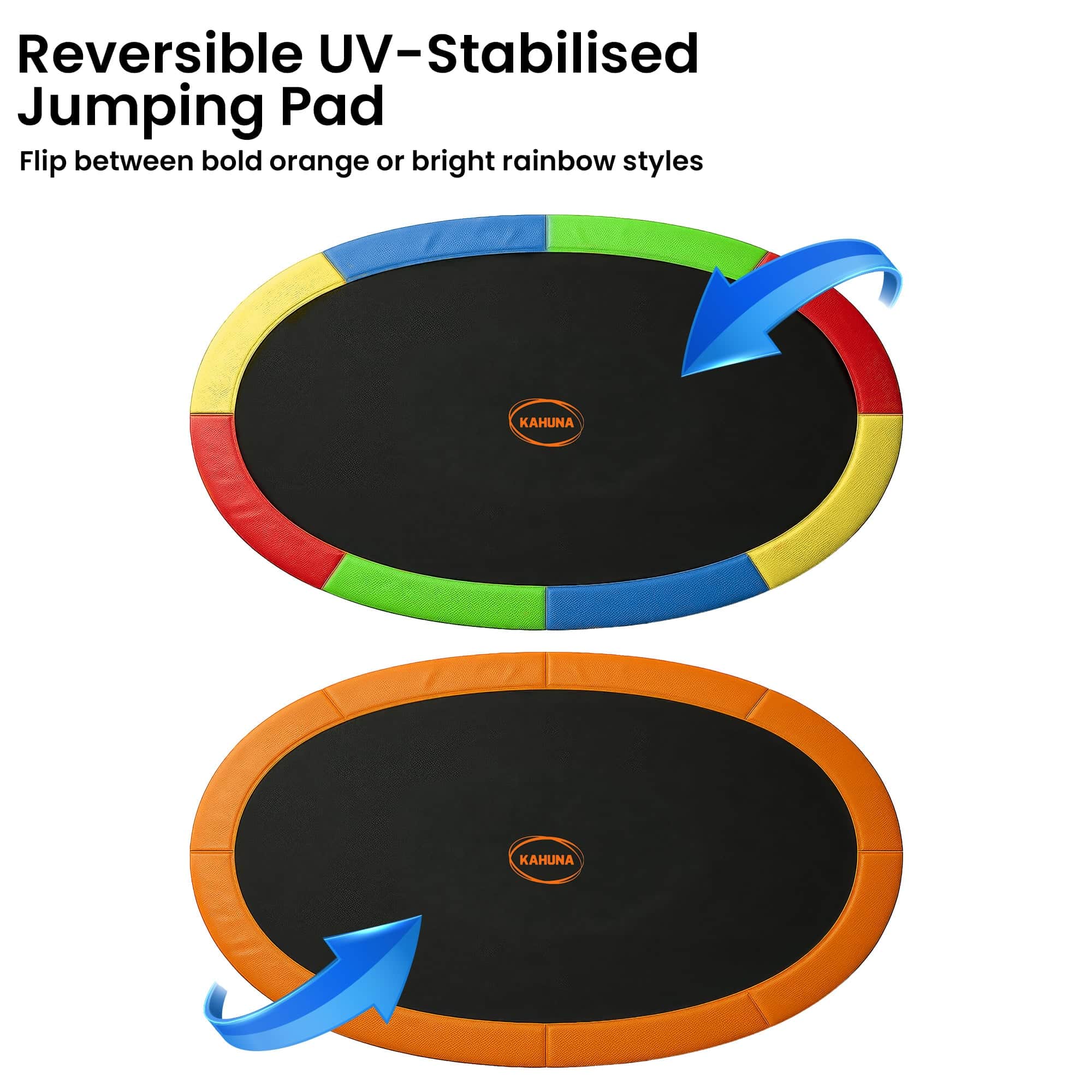 Outdoor 10x15ft Oval Trampoline w/ LED Basketball Hoop Reversible Pad