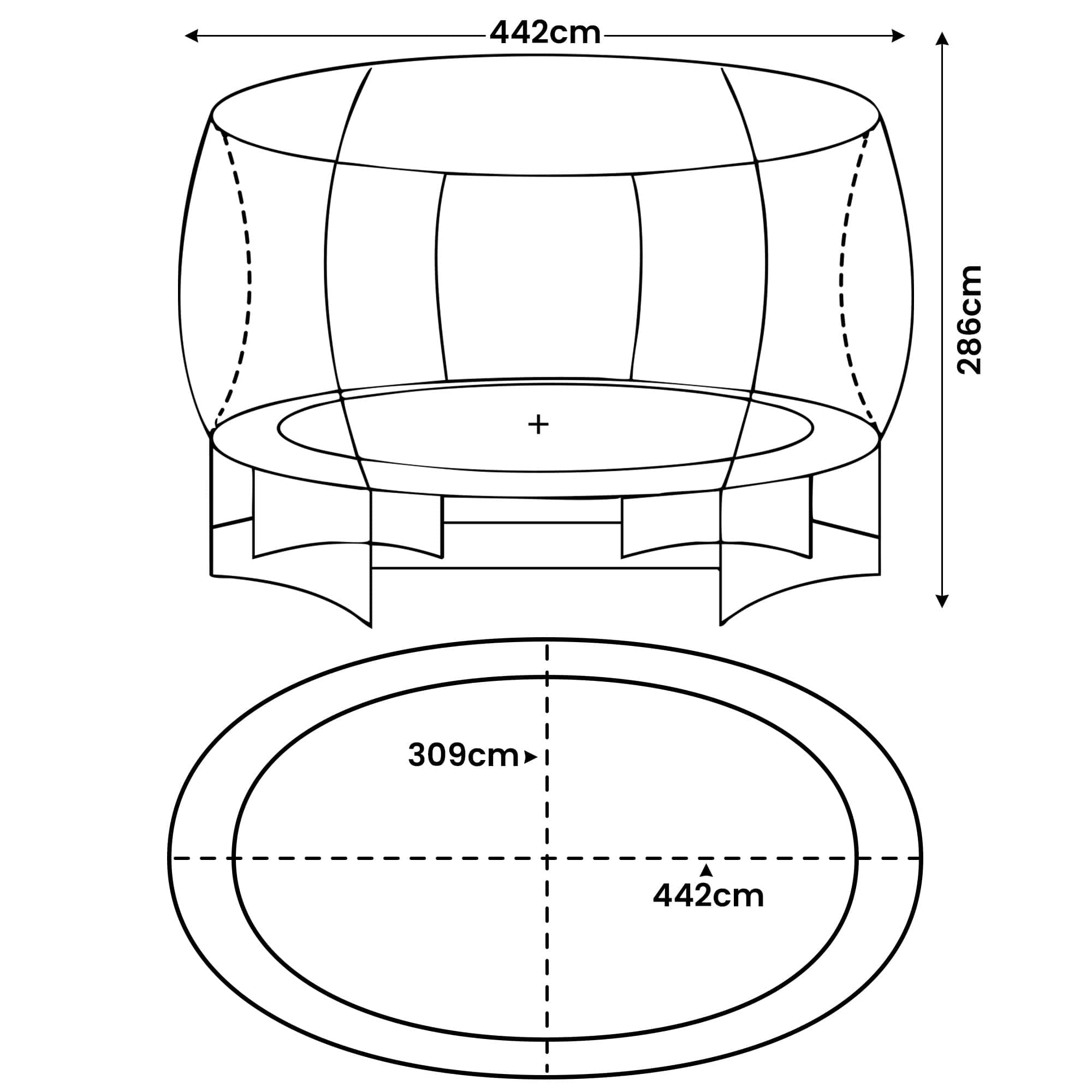 Outdoor 10x15ft Oval Trampoline w/ LED Basketball Hoop Reversible Pad