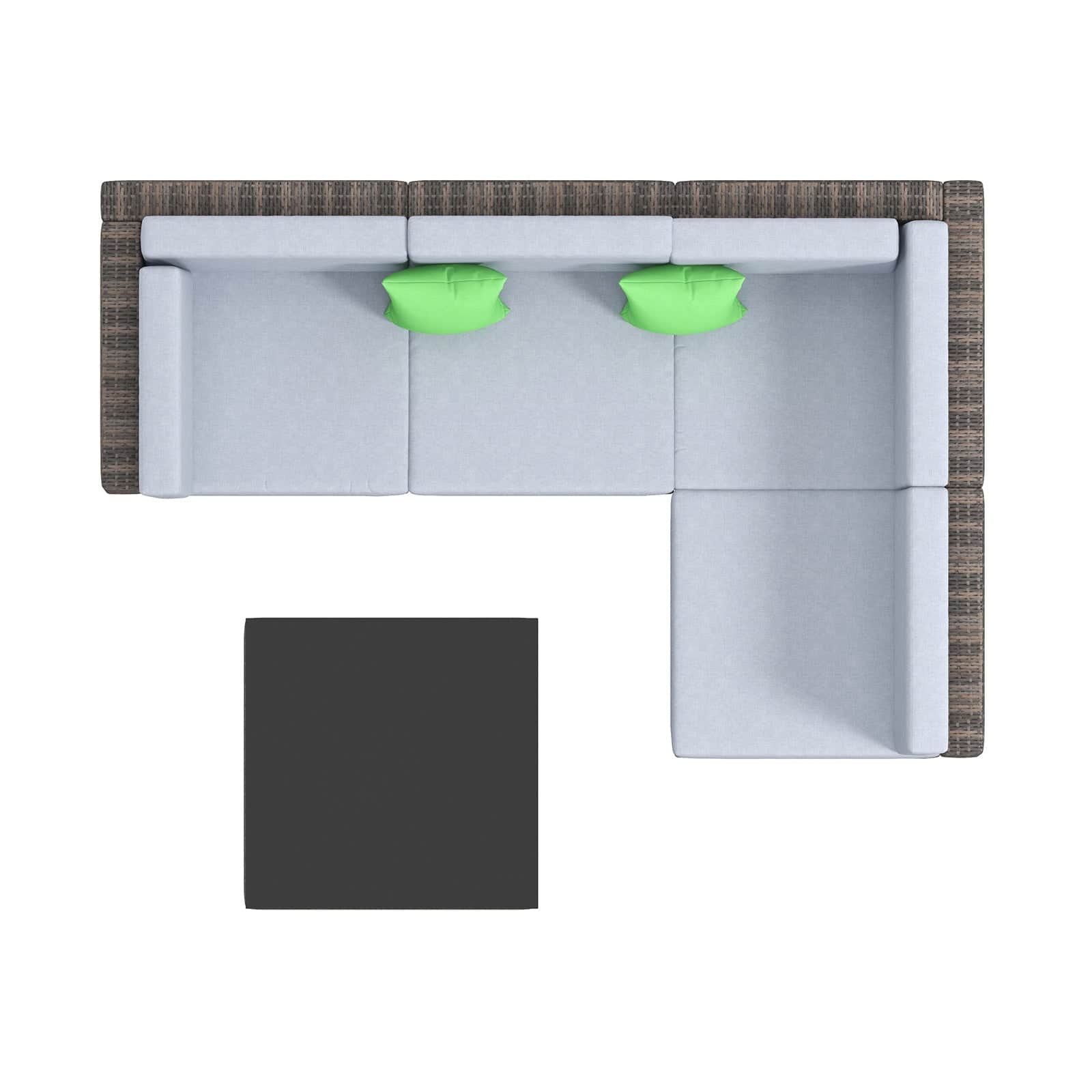 Outdoor 5PC Rattan Sofa Set Oatmeal Cushions Black Frame Patio Furniture