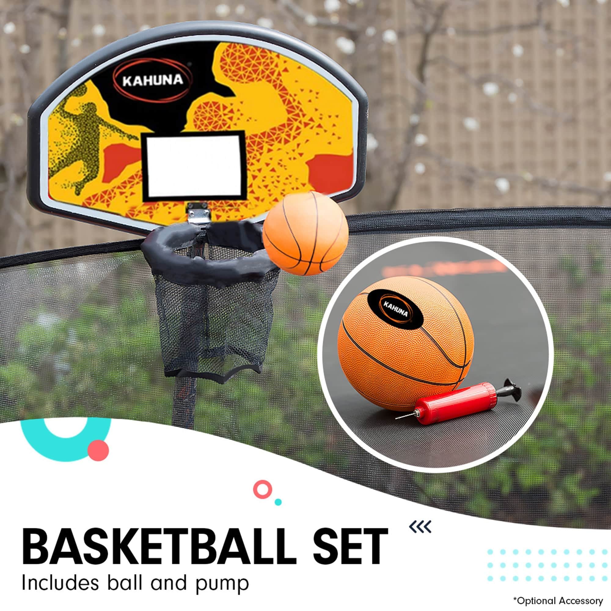 Outdoor 6ft x 9ft Rectangular Trampoline w/ Basketball Hoop Orange