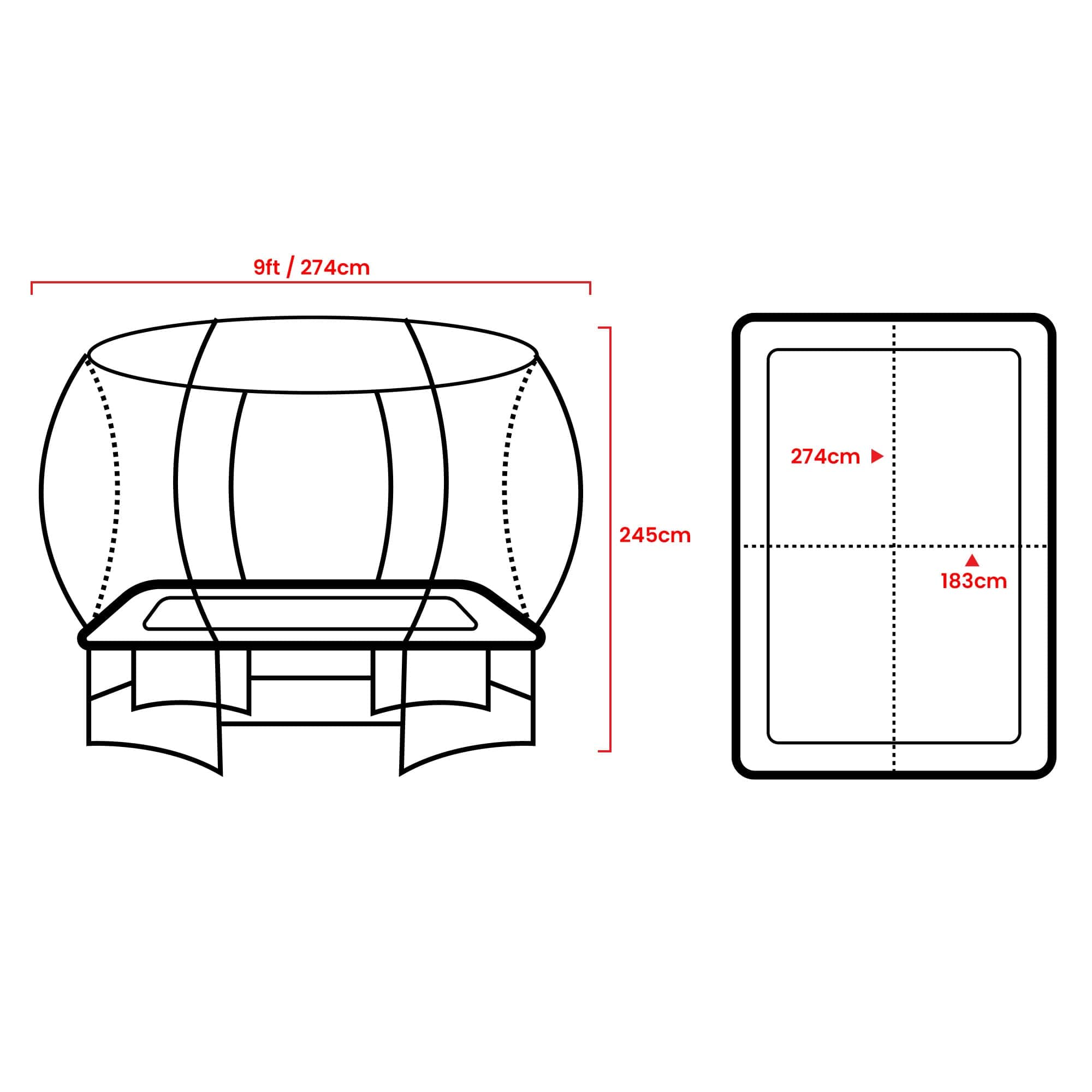 Outdoor 6ft x 9ft Rectangular Trampoline w/ Basketball Hoop Orange