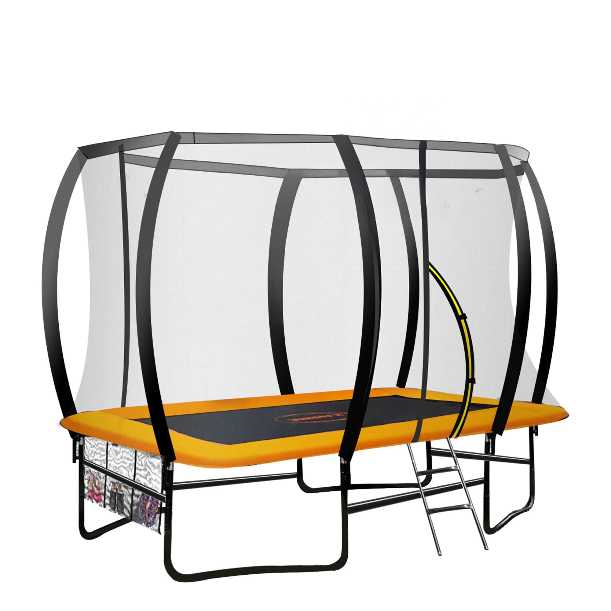 Outdoor 6ft x 9ft Rectangular Trampoline w/ LED Basketball Hoop Orange