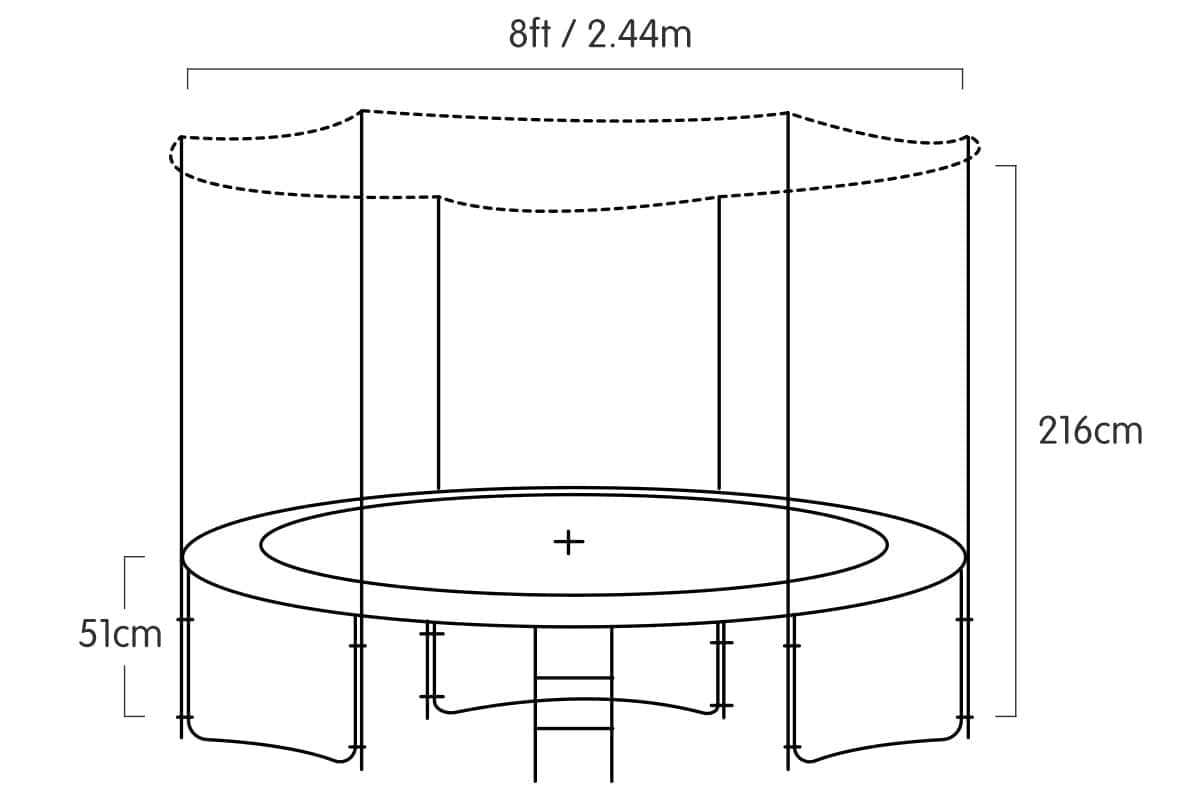 Outdoor 8ft Blizzard Trampoline Green with Purple Kids Basketball Set