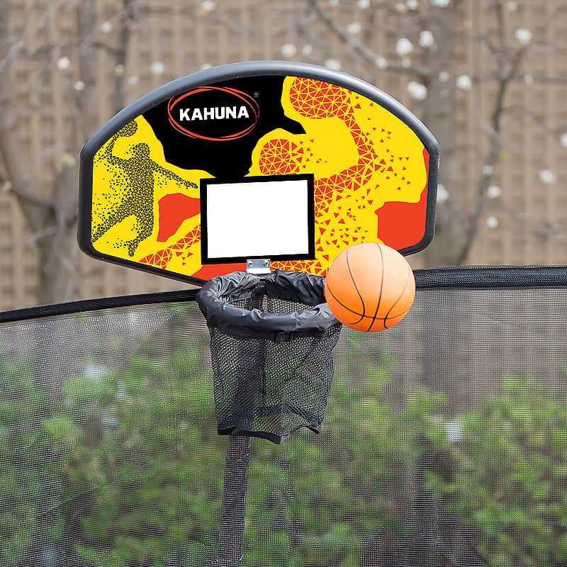 Outdoor 8ft Round Trampoline Green with Basketball Set for Kids