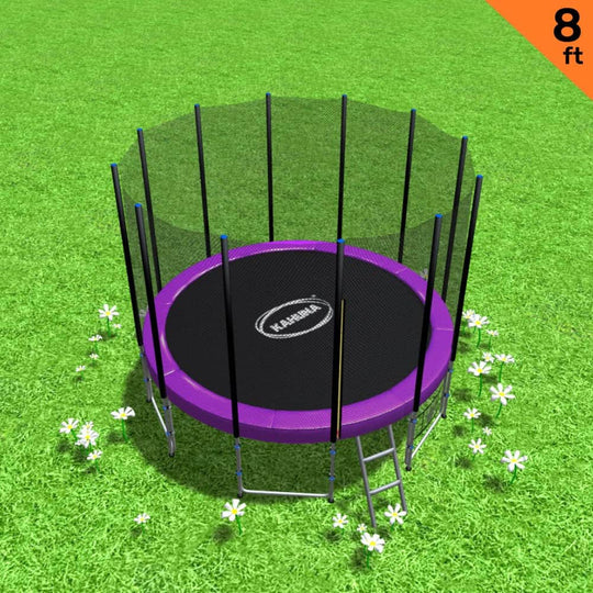 Purple colour - Outdoor 8ft Round Trampoline Purple Free Safety Net and Pad Kids