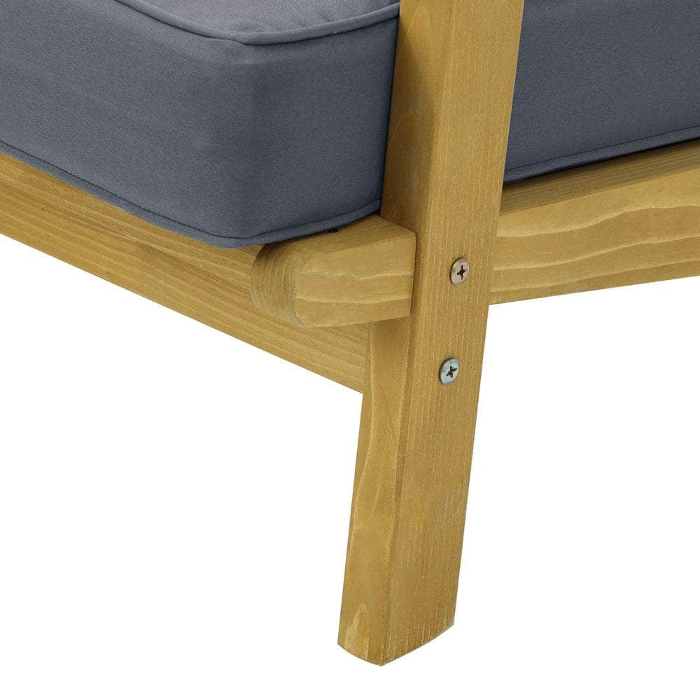 Wood finish - Outdoor Armchair Furniture Sun Lounge Wood Chair Patio Beach Garden Sofa