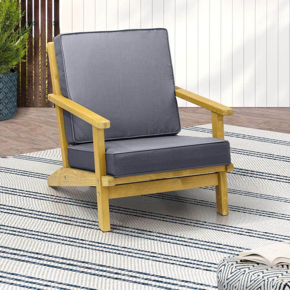 Outdoor Patio Set - Outdoor Armchair Furniture Sun Lounge Wood Chair Patio Beach Garden Sofa