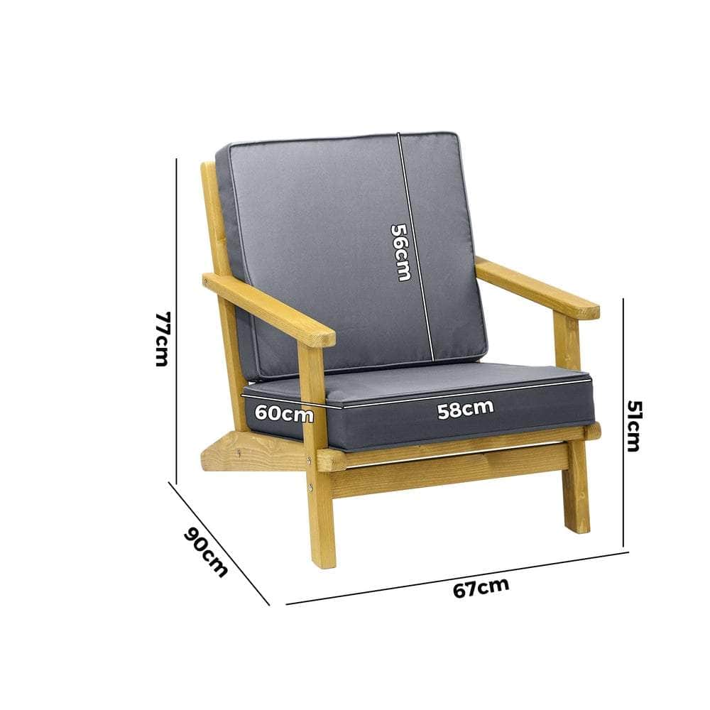 Outdoor Armchair Furniture Sun Lounge Wood Chair Patio Beach Garden Sofa, Outdoor Patio Set
